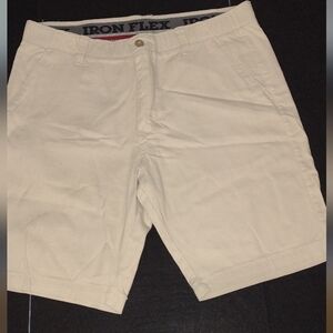 Men's Beige Flat Front Shorts